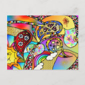 Retro 60s Psychedelic Hearts Paisley Gifts Apparel Briefkaart (Voorkant)