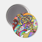 Retro 60s Psychedelic Hearts Paisley Gifts Apparel Magneet (Voorkant / Achterkant)