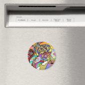 Retro 60s Psychedelic Hearts Paisley Gifts Apparel Magneet (Insitu (Vaatwasser))