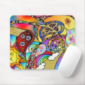 Retro 60s Psychedelic Hearts Paisley Gifts Apparel Muismat (Met muis)
