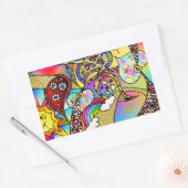 Retro 60s Psychedelic Hearts Paisley Gifts Apparel Rechthoekige Sticker (Envelop)