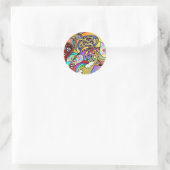 Retro 60s Psychedelic Hearts Paisley Gifts Apparel Ronde Sticker (Tas)