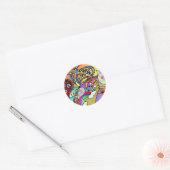 Retro 60s Psychedelic Hearts Paisley Gifts Apparel Ronde Sticker (Envelop)