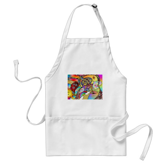 Retro 60s Psychedelic Hearts Paisley Gifts Apparel Standaard Schort (Voorkant)