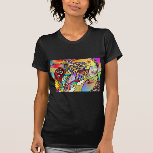 Retro 60s Psychedelic Hearts Paisley Gifts Apparel T-shirt (Voorkant)