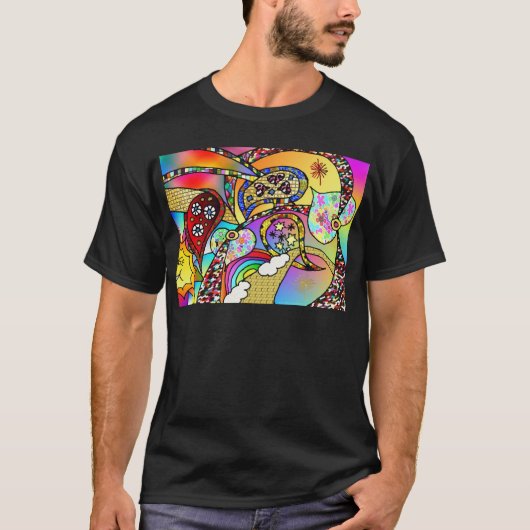 Retro 60s Psychedelic Hearts Paisley Gifts Apparel T-shirt (Voorkant)