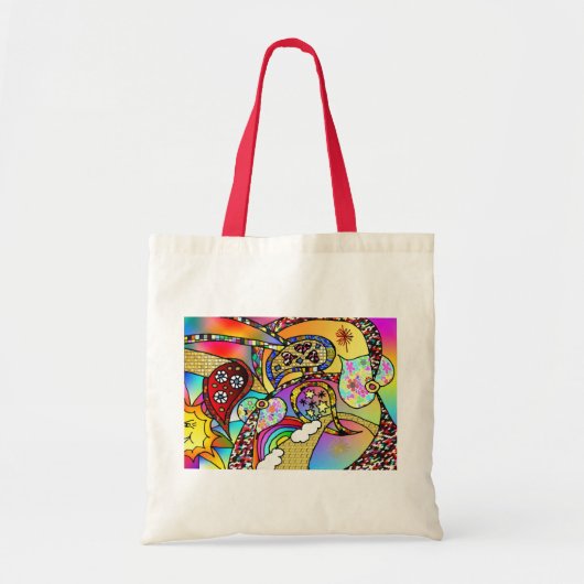 Retro 60s Psychedelic Hearts Paisley Gifts Apparel Tote Bag (Voorkant)