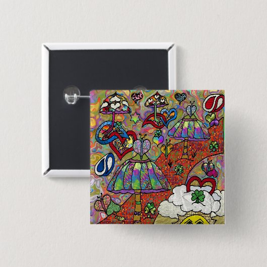 Retro 60s Psychedelic Magic Mushroom Button (Voorkant /achterkant)