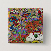 Retro 60s Psychedelic Magic Mushroom Button (Voorkant)