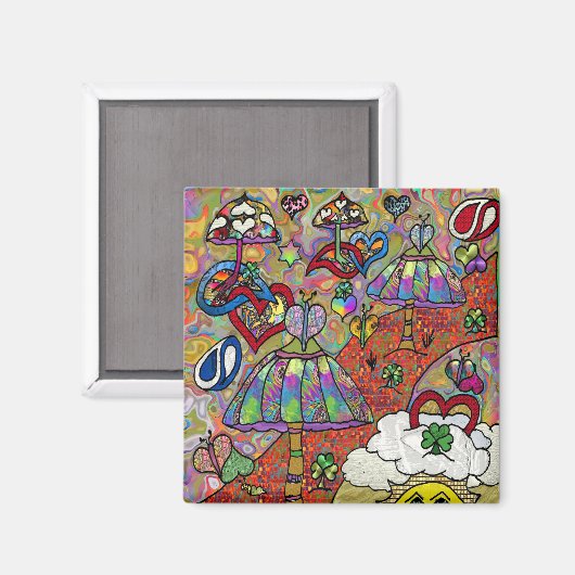 Retro 60s Psychedelic Magic Mushroom Magnet (Voorkant / Achterkant)