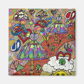 Retro 60s Psychedelic Magic Mushroom Magnet (Voorkant)