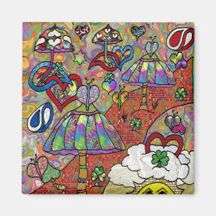 Retro 60s Psychedelic Magic Mushroom Magnet