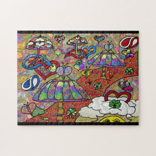 Retro 60s Psychedelic Magic Mushroom Puzzle Legpuzzel (Horizontaal)