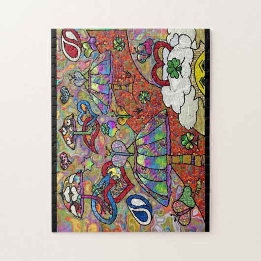 Retro 60s Psychedelic Magic Mushroom Puzzle Legpuzzel (Verticaal)