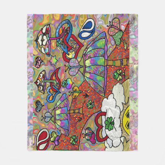 Retro 60s Psychedelic Magic Mushrooms Deken (Voorkant)