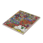 Retro 60s Psychedelic Magic Mushrooms Keramische T Tegeltje (Zijkant)