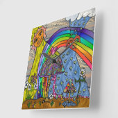 Retro 60s Psychedelic Magic Mushrooms Sq Clock Vierkante Klok (Hoek)