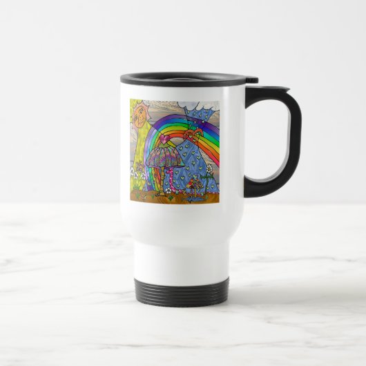 Retro 60s Psychedelic Magic Mushrooms Travel Mug Reisbeker (Rechts)