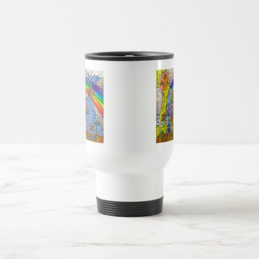 Retro 60s Psychedelic Magic Mushrooms Travel Mug Reisbeker (Center)