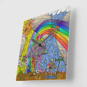 Retro 60s Psychedelic Magic Mushrooms Wall Clock Vierkante Klok (Hoek)