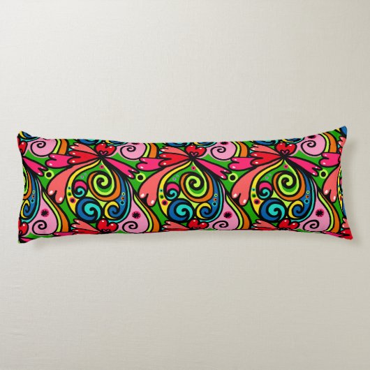 Retro 60s Psychedelic Pattern Lichaamskussen (Achterkant)