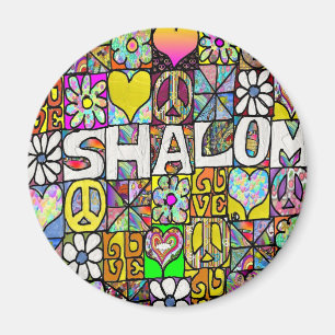Retro 60s Psychedelic Shalom LOVE Apparel Gifts Magneet