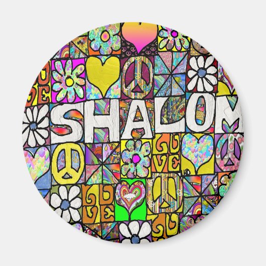 Retro 60s Psychedelic Shalom LOVE Apparel Gifts Magneet (Voorkant)