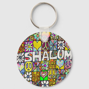 Retro 60s Psychedelic Shalom LOVE Apparel Gifts Sleutelhanger