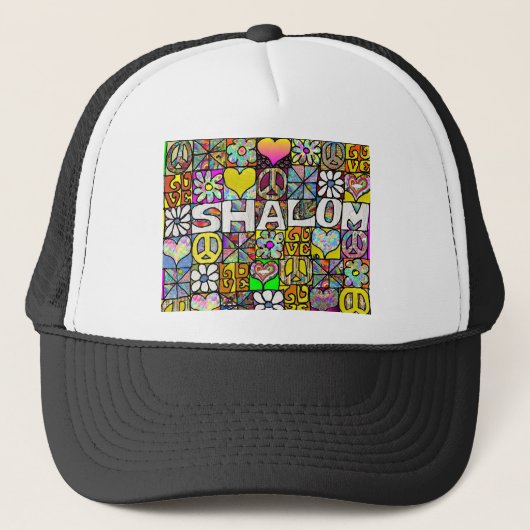 Retro 60s Psychedelic Shalom LOVE Apparel Gifts Trucker Pet (Voorkant)