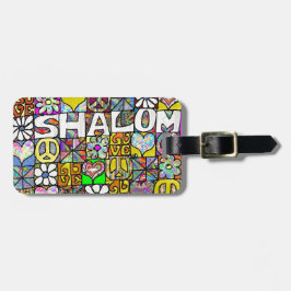 Retro 60s Psychedelic Shalom LOVE Bagagelabel