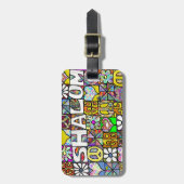 Retro 60s Psychedelic Shalom LOVE Bagagelabel (Voorkant verticaal)