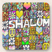 Retro 60s Psychedelic Shalom LOVE Bier Onderzetter (Voorkant)