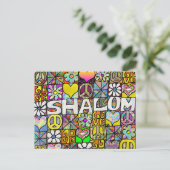 Retro 60s Psychedelic Shalom LOVE Briefkaart (Staand voorkant)