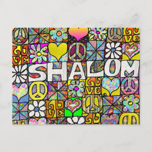Retro 60s Psychedelic Shalom LOVE Briefkaart