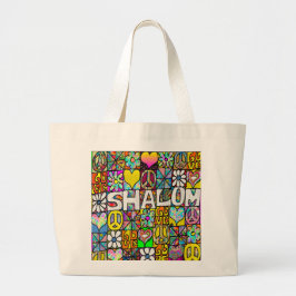 Retro 60s Psychedelic Shalom LOVE Canvas tas