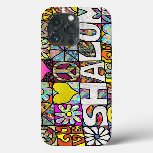 Retro 60s Psychedelic Shalom LOVE Case-Mate iPhone Case (Achterkant)
