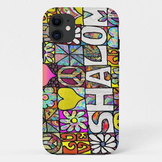 Retro 60s Psychedelic Shalom LOVE Case-Mate iPhone Case (Achterkant)