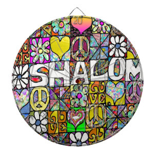 Retro 60s Psychedelic Shalom LOVE Dartbord