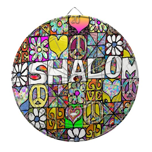 Retro 60s Psychedelic Shalom LOVE Dartbord (Voorkant)