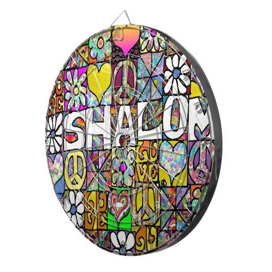Retro 60s Psychedelic Shalom LOVE Dartbord (Voorkant Rechts)