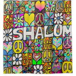 Retro 60s Psychedelic Shalom LOVE Douchegordijn