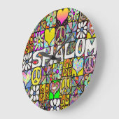 Retro 60s Psychedelic Shalom LOVE Grote Klok (Hoek)