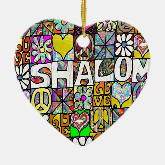 Retro 60s Psychedelic Shalom LOVE Keramisch Ornament (Voorkant)