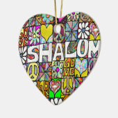 Retro 60s Psychedelic Shalom LOVE Keramisch Ornament (Links)