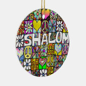 Retro 60s Psychedelic Shalom LOVE Keramisch Ornament (Rechts)