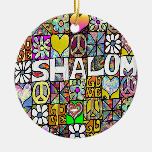 Retro 60s Psychedelic Shalom LOVE Keramisch Ornament (Voorkant)