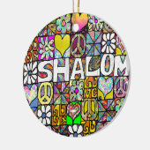 Retro 60s Psychedelic Shalom LOVE Keramisch Ornament (Links)