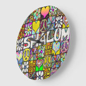 Retro 60s Psychedelic Shalom LOVE-klok Grote Klok (Hoek)