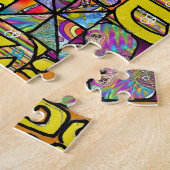 Retro 60s Psychedelic Shalom LOVE Legpuzzel (Zijkant)