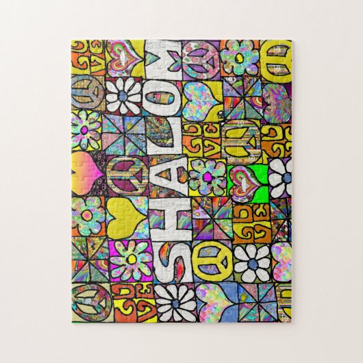 Retro 60s Psychedelic Shalom LOVE Legpuzzel (Verticaal)